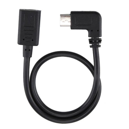 Compact Elbow Cable for Daily Device Connections at Home - black 90° micro USB extension cable for bedside charging and tidy desk