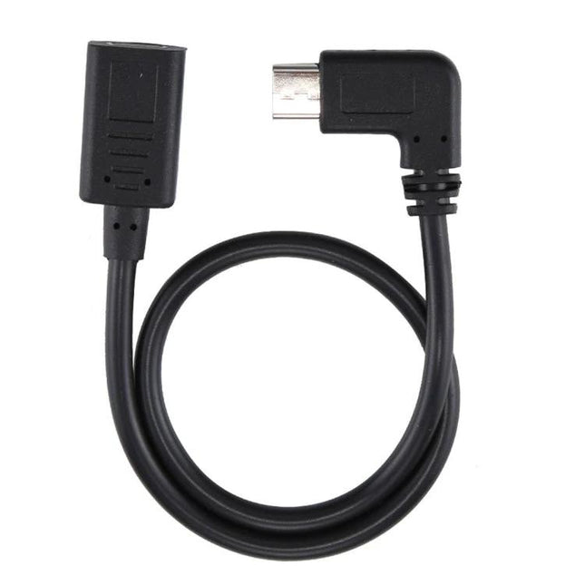 Compact Elbow Cable for Daily Device Connections at Home - black 90° micro USB extension cable for bedside charging and tidy desk