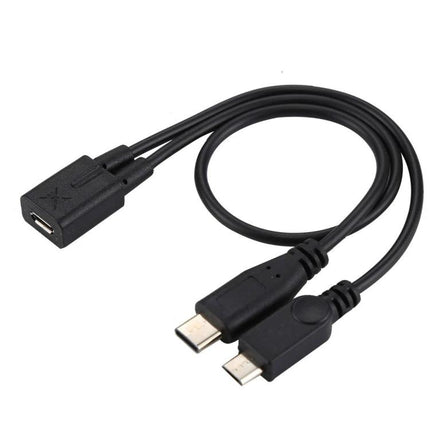 USB Cable for Everyday Smartphone Charging and Connectivity - black dual-tip USB charging and data cable for on-the-go use