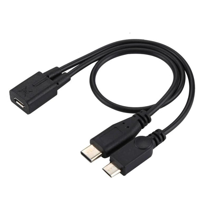 USB Cable for Everyday Smartphone Charging and Connectivity - black dual-tip USB charging and data cable for on-the-go use
