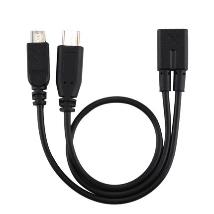 USB Cable for Everyday Smartphone Charging and Connectivity - black dual micro-USB Y cable for reliable charging and data connection on the go