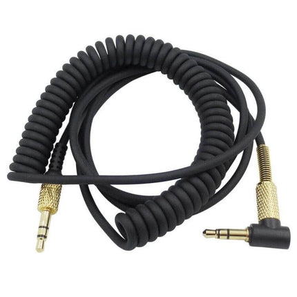 Marshall Earphone Replacement Cable with 1.25m to 1.8m Length black coiled 3.5mm gold-plated straight and right-angle plugs