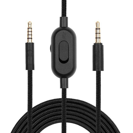 Audio Cable for Logitech G433 Gaming Headset with Volume Control - black braided cable with inline volume control and mic mute switch