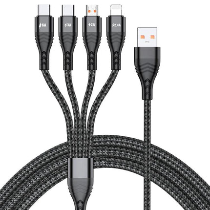 Versatile Charging Cable for Multiple Devices in Daily Use - braided 4-in-1 USB cable charging smartphone tablet and accessories