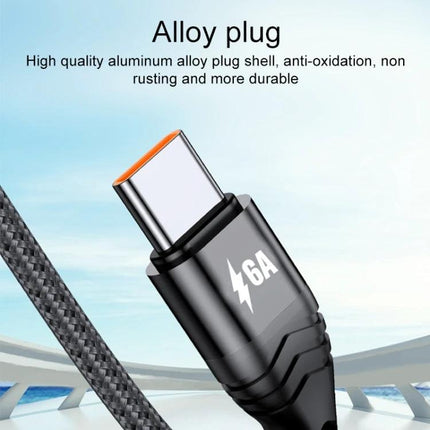 Versatile Charging Cable for Multiple Devices in Daily Use — close-up of 6A aluminum alloy USB-C plug with braided cable