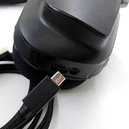 Replacement USB Audio Cable for Logitech G633 Headsets, 2 Meters Long - braided USB cable plugged into Logitech G633 headset port for replacement and charging
