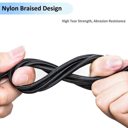 Replacement Audio Cable for SteelSeries Arctis Headsets, 2m Length - black nylon braided 2m replacement audio cable showing abrasion-resistant design