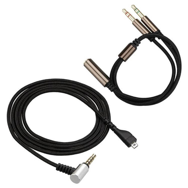 2-in-1 Audio Cable and Adapter for SteelSeries Arctis Headphones with right-angle connector and braided cable for PC, laptop, and mobile gaming