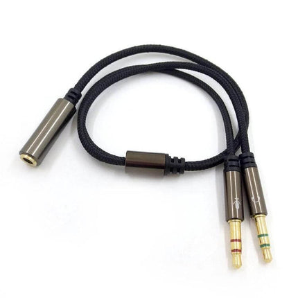 2-in-1 Audio Cable and Adapter for SteelSeries Arctis Headphones with braided right-angle cable and gold-plated PC/mic jacks