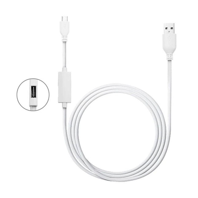USB Cable for Daily Device Connections with Android Phones – white USB to micro-USB cable with OTG adapter for charging, data transfer and connecting mouse/keyboard