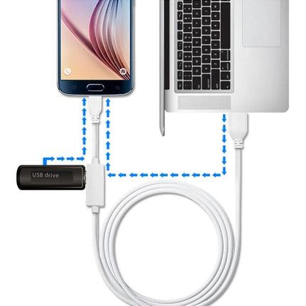 USB Cable for Daily Device Connections with Android Phones connecting Android phone to laptop and USB drive for charging, data transfer and OTG use