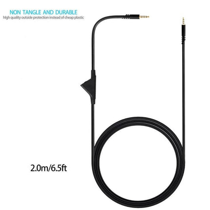 2m Audio Cable for Logitech Astro A10/A40/A30 with Volume Control — 2.0m non-tangle cable with in-line volume control and 3.5mm gold-plated connector