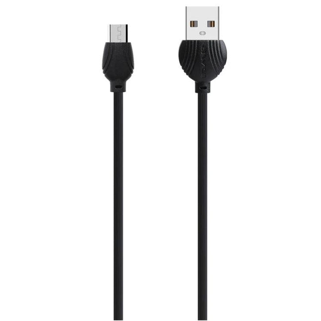 Awei Braided Micro USB Cable for Everyday Device Charging - black braided micro USB to USB-A cable for charging and data transfer