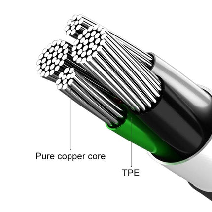 Awei Braided Micro USB Cable for Everyday Device Charging - close-up of pure copper core and TPE braided cable construction