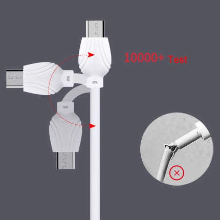 Awei Braided Micro USB Cable for Everyday Device Charging showing durable braided cable, reinforced connector and 10000+ bend test