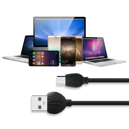 Awei Braided Micro USB Cable for Everyday Device Charging - durable braided cable charging phones, tablets, laptops for commuting and syncing