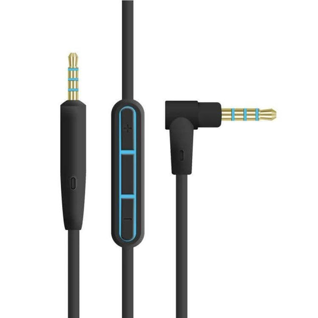 3.5mm to 2.5mm Audio Cable for Headphone Connections – black ladder-design cable with inline volume and right-angle 2.5mm connector