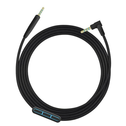 3.5mm to 2.5mm Audio Cable for Headphone Connections black cable with inline remote and right-angle 2.5mm connector