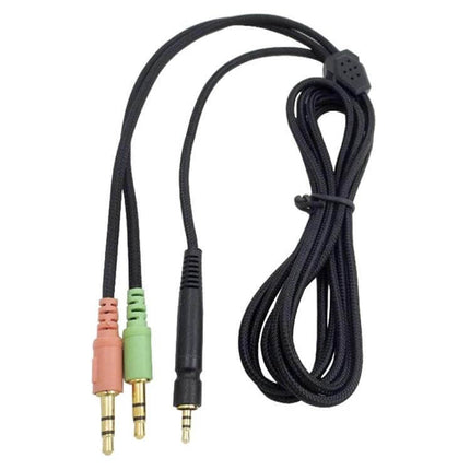 Replacement PC Gaming Headphone Cable for Sennheiser Models – black braided cable with stepped 3.5mm audio and mic connectors for secure gaming use