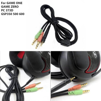 Replacement PC Gaming Headphone Cable for Sennheiser Models braided cable with stepped 3.5mm mic and audio plugs for G4ME ONE GSP350
