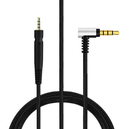 Gaming Headphone Cable for Sennheiser Models, Mobile Version - black braided cable with straight and right-angle gold 3.5mm stepped connectors