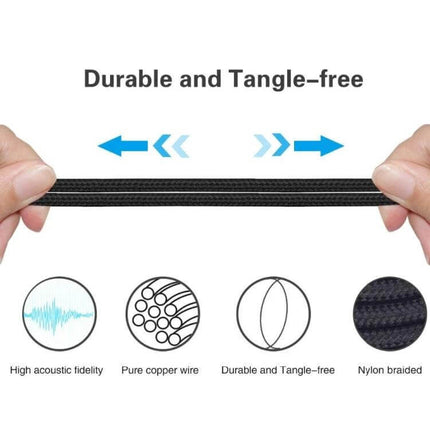 Gaming Headphone Cable for Sennheiser Models, Mobile Version - durable nylon braided tangle-free cable for mobile gaming and clear audio