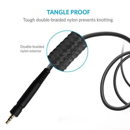 Gaming Headphone Cable for Sennheiser Models, Mobile Version showing tangle-proof double-braided nylon cable and stepped 3.5mm connector