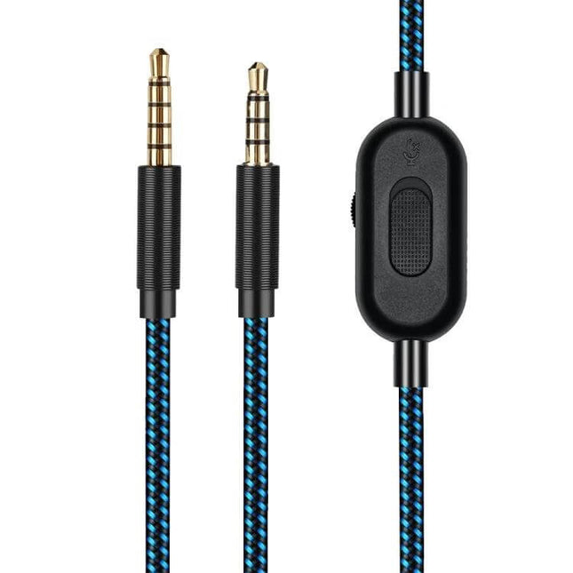 Wired Control Audio Cable for Logitech Astro A10 A40 A30 Gaming Headsets - braided 3.5mm cable with inline volume control and mute switch