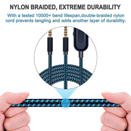 Straight Audio Cable for Logitech Astro A10 A40 Gaming Headsets nylon braided 2m straight 3.5mm cable durable tangle‑resistant replacement
