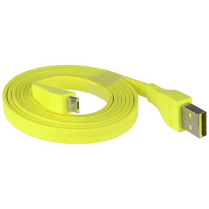 Micro USB Charging Cable 3 Foot For Bluetooth Speakers And Portable Devices bright neon yellow flat tangle-free cable