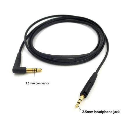 Replacement Headphone Cable for Sennheiser HD400S, HD450BT, and HD4.30 - black 3.5mm to 2.5mm stepped connector replacement cable