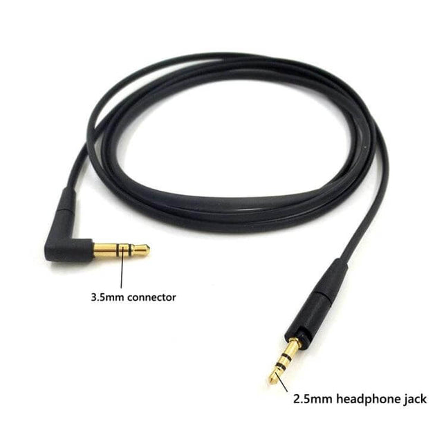 Replacement Headphone Cable for Sennheiser HD400S, HD450BT, and HD4.30 - black 3.5mm to 2.5mm stepped connector replacement cable