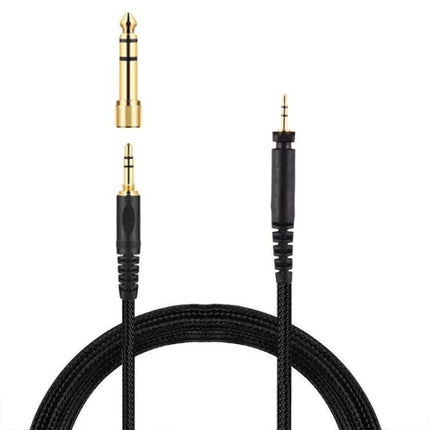 Headphone Audio Cable for Computers and Audio Devices - black braided cable with 3.5mm and 6.35mm gold-plated plugs for clear connection