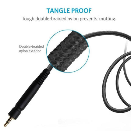 Tangle-proof double-braided cable for clear connections - Headphone Audio Cable for Computers and Audio Devices