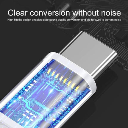 Daily Adapter for 3.5mm Headphones on Type-C Devices - white Type-C to 3.5mm plug showing internal circuitry, clear conversion without noise