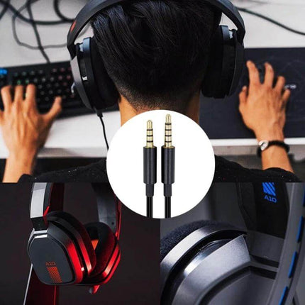 Replacement Audio Cable for Logitech Astro Gaming Headsets – gold‑plated 3.5mm aux cable for A10 A40 headsets, tangle‑free replacement cable