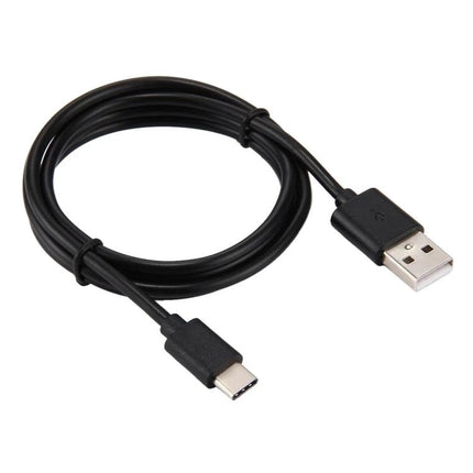 Cable for Charging Devices in Daily Home and Travel Use - black Type-C to USB-A charging and data cable, coiled for travel and home use