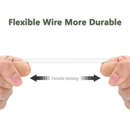 Cable for Charging Devices in Daily Home and Travel Use showing durable flexible Type-C cable being tensile tested between hands