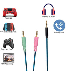 Gaming Headset Audio Cable with Straight Plug & Adapter for SteelSeries Arctis 3/5/7