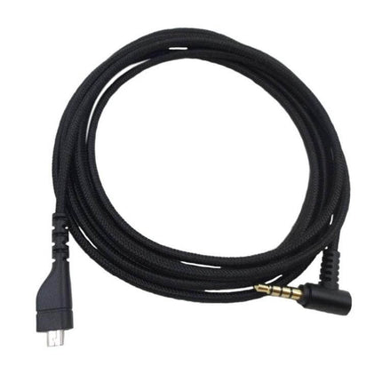 Braided USB Audio Cable for SteelSeries Arctis Headphones - black braided replacement cable with right-angle 3.5mm and USB connectors