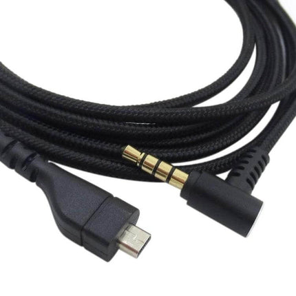 Braided USB Audio Cable for SteelSeries Arctis Headphones – black braided replacement cable with gold 3.5mm jack and micro-USB connector