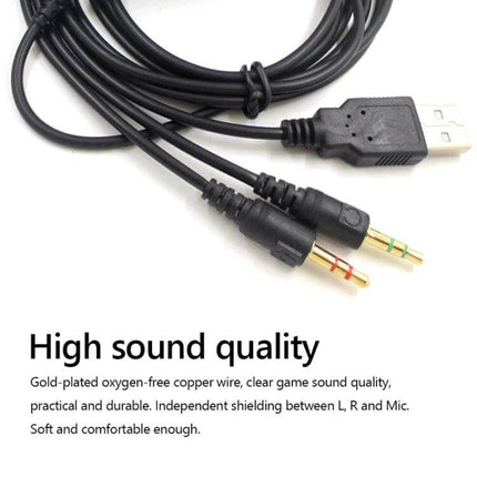2-Meter 3-Prong Audio Cable for SteelSeries Arctis Headphones replacement cable with gold-plated 3-prong plugs for PC gaming and clear sound