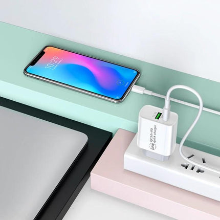 Essential USB-C Charging Cable for Daily iPhone and iPad Use — white Type-C to Lightning cable charging iPhone from wall charger on desk