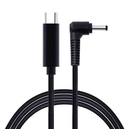 USB-C to 4.0mm Laptop Charging Cable, 1.5 Meters Long – black right-angle 4.0x1.7mm plug and USB-C power-only cable