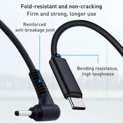 USB-C to 4.0mm Laptop Charging Cable, 1.5 Meters Long - reinforced anti-breakage joint and bending-resistant USB-C to 4.0x1.7mm power cable