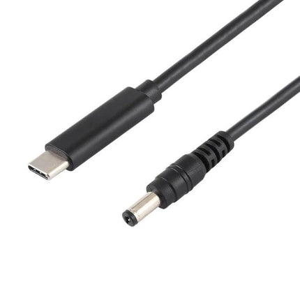 USB-C Laptop Charging Cable with 5.5 x 2.1mm Connector, 1.5 Meters – black charging cable showing USB-C to 5.5x2.1mm plug