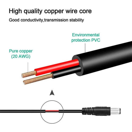 USB-C Laptop Charging Cable with 5.5 x 2.1mm Connector, 1.5 Meters showing copper wire core, pure 20 AWG conductors and PVC jacket