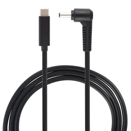 USB-C Laptop Charging Cable for 4.0mm Port, 1.5 Meters Long - black charging cable with USB-C to 4.0mm right-angle connector