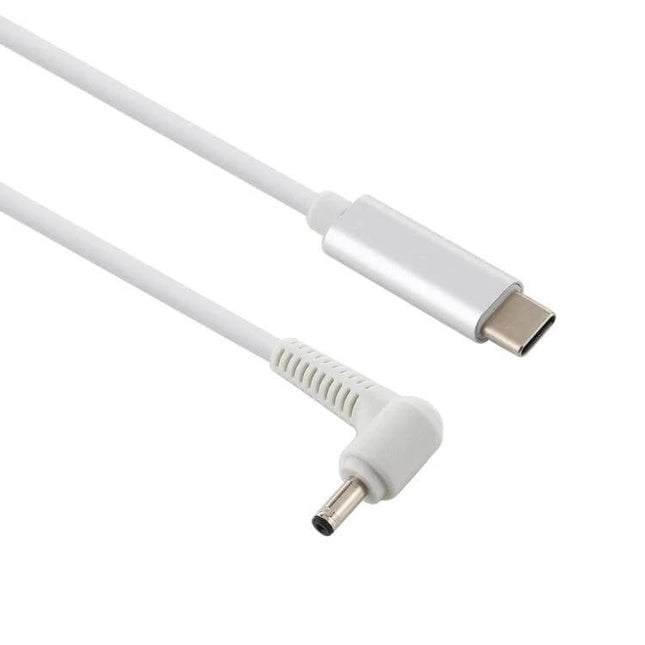 USB-C Laptop Charging Cable for 4.0mm Port, 1.5 Meters Long – white cable with USB-C to 4.0mm right-angle laptop charging connector