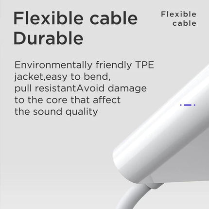 Joyroom Adapter for Daily USB-C Audio Connections showing flexible durable TPE cable and connector close-up